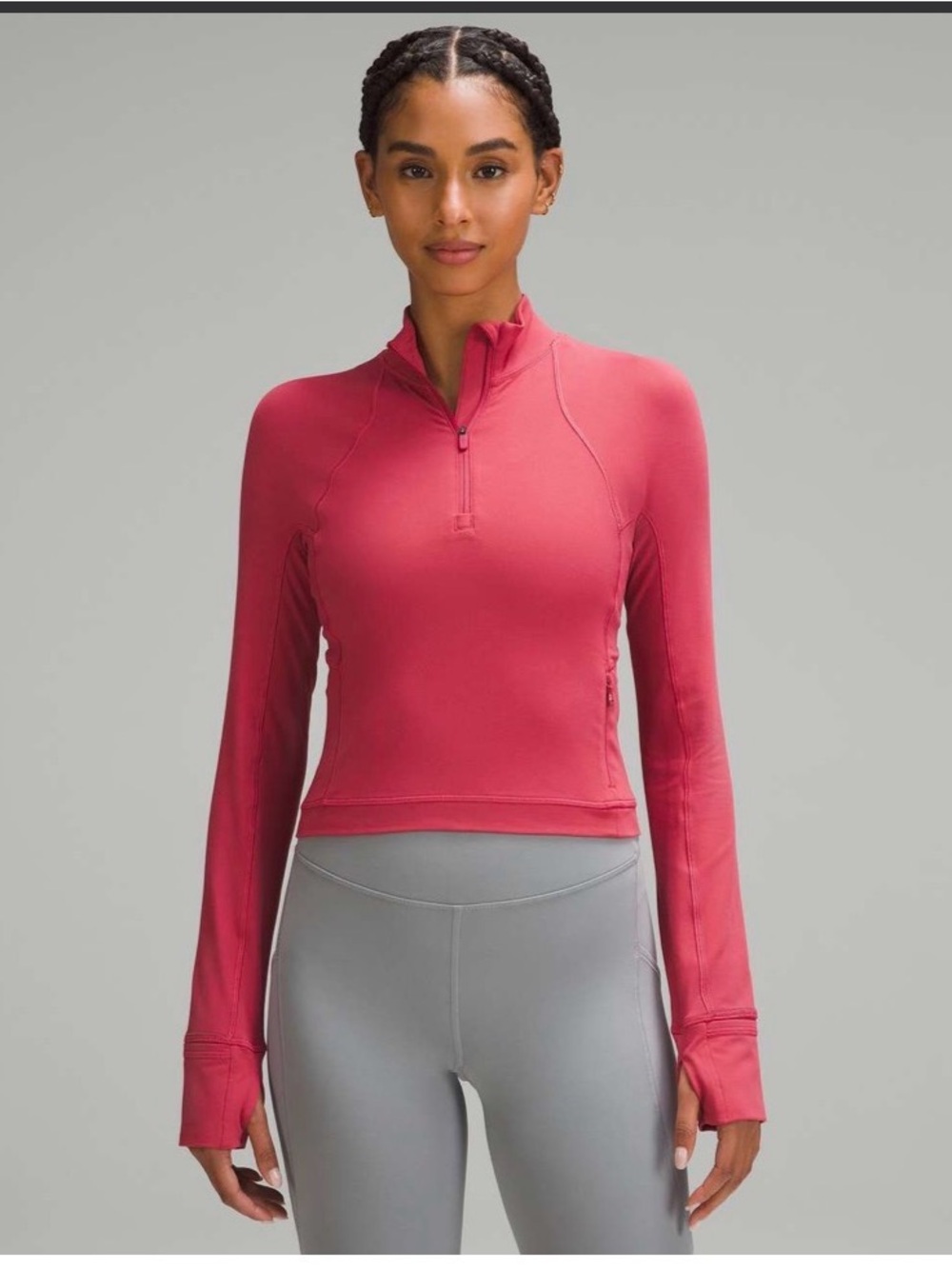 Lululemon It’s Rulu Run Half-Zip Cropped Long Sleeve Top - Vintage Rose, 6